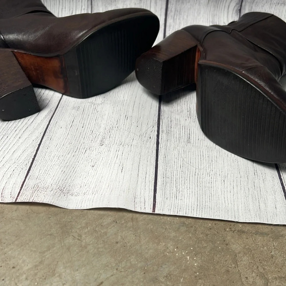 RAG & BONE Newbury Brown Leather Block Heel Ankle Bootie size 38/ 8 - Picture 8 of 9